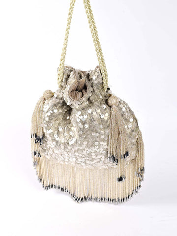 Silver Sequin Embroidered Potli Bag