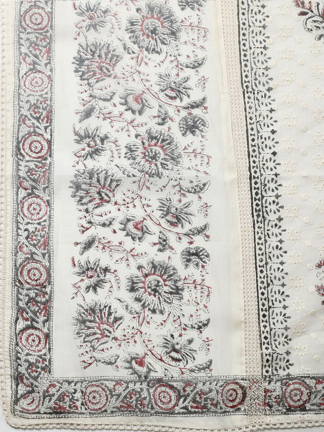Embroidered Cotton Blend Unstitched Suit With Pant &amp; Dupatta