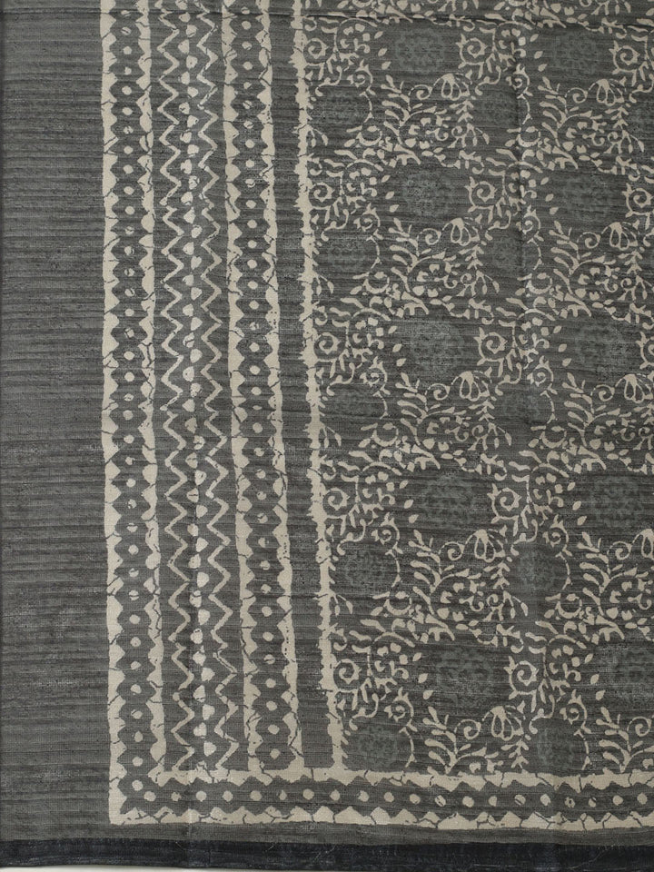 Printed Chanderi Unstitched Suit With Pant &amp; Dupatta