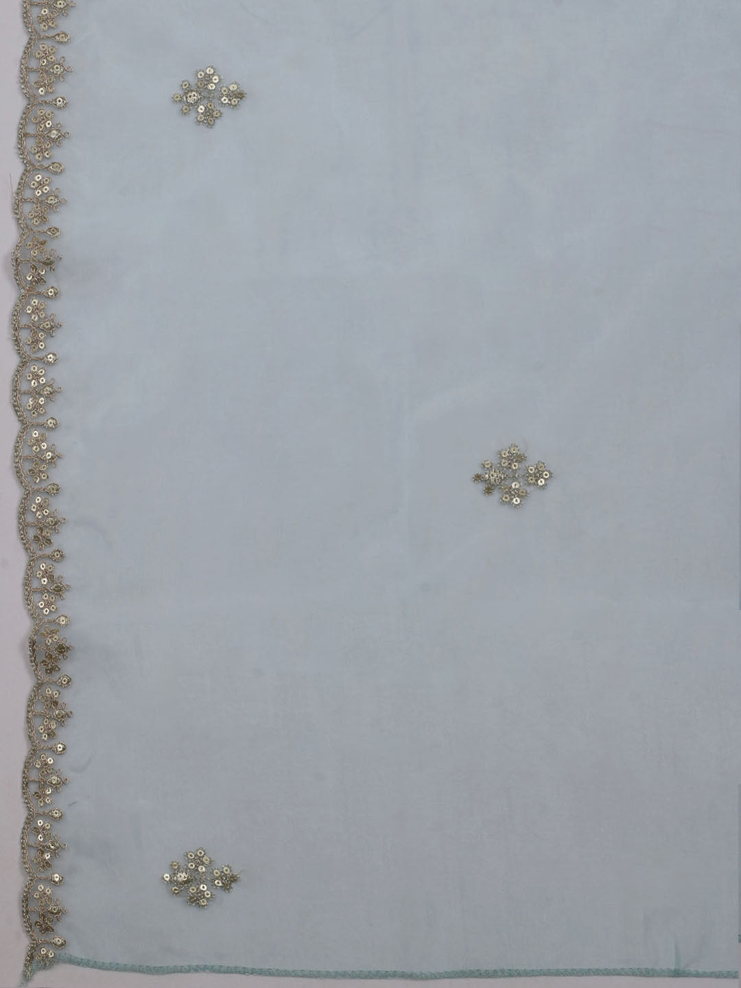 Neck Embroidered Organza Unstitched Suit With Dupatta