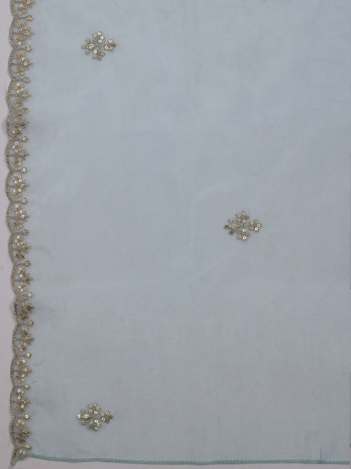Neck Embroidered Organza Unstitched Suit With Dupatta