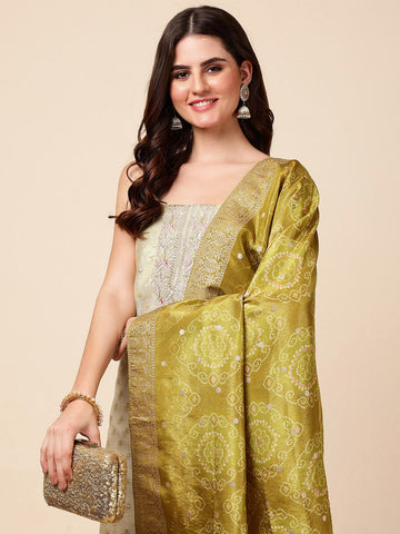 Embroidered Chanderi Unstitched Suit With Dupatta