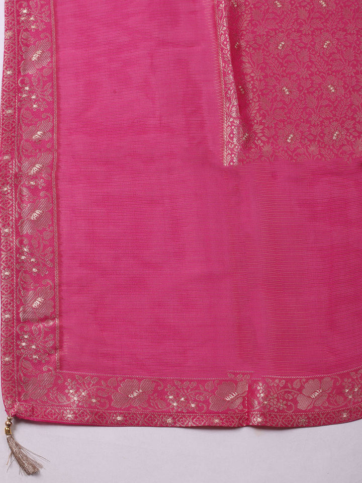Woven Design Chanderi Unstitched Suit With Pant &amp; Dupatta