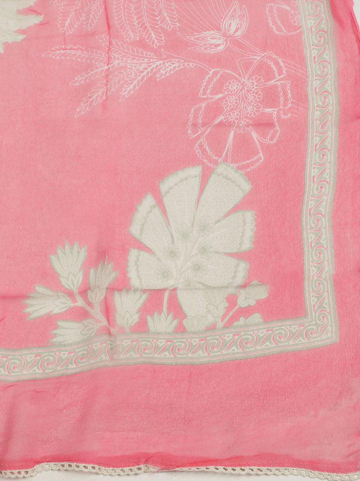 Printed Cotton Unstitched Suit With Pant &amp; Dupatta