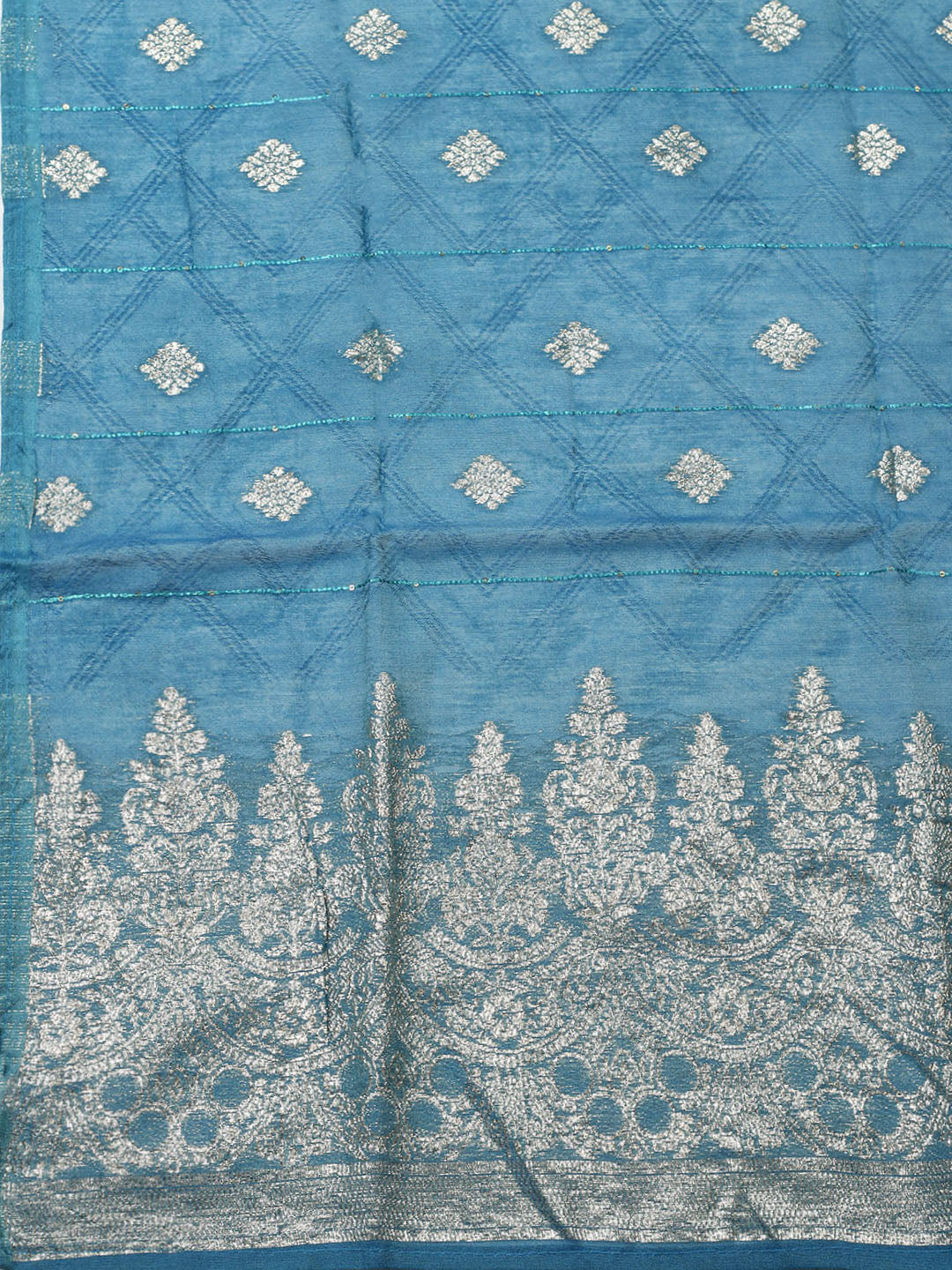 Neck Embroidered Chanderi Unstitched Suit With Dupatta