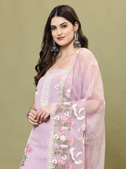 Neck Embroidered Organza Unstitched Suit Piece With Dupatta