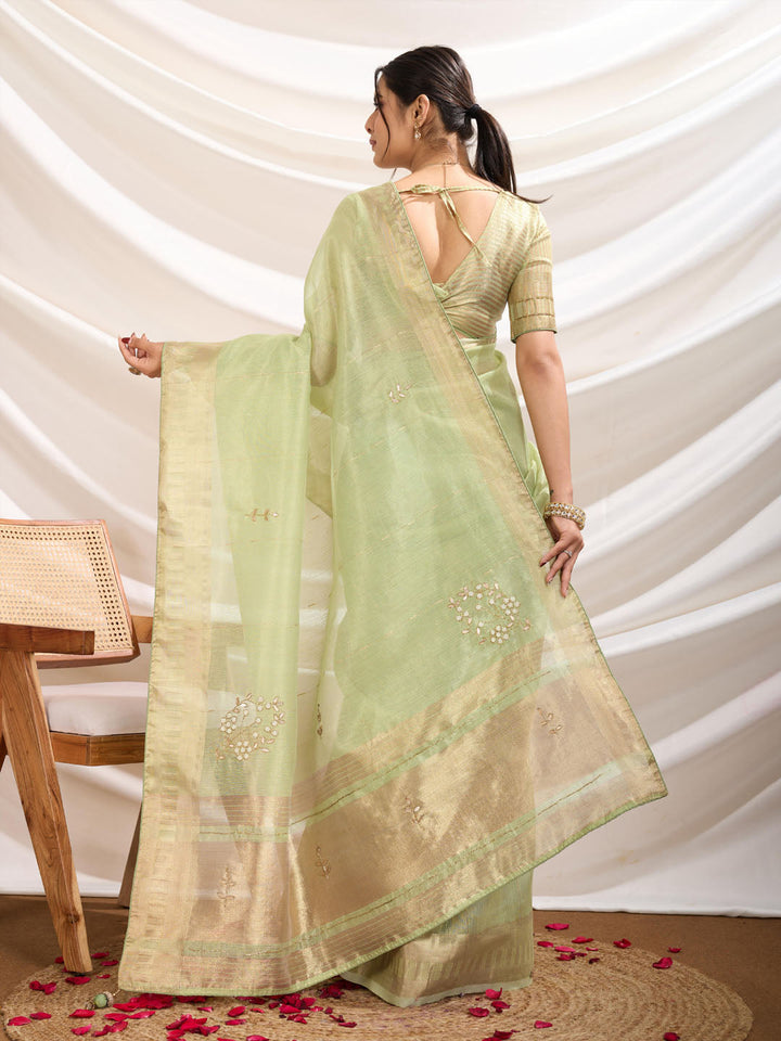 Embroidered Linen Blend Saree