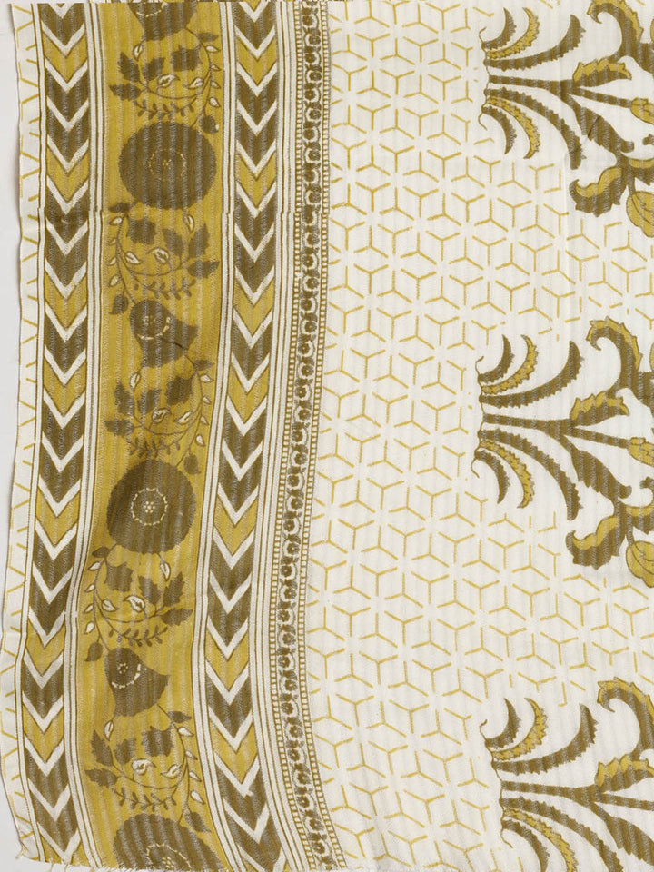 Patch Neck Cotton Blend Unstitched Suit With Dupatta