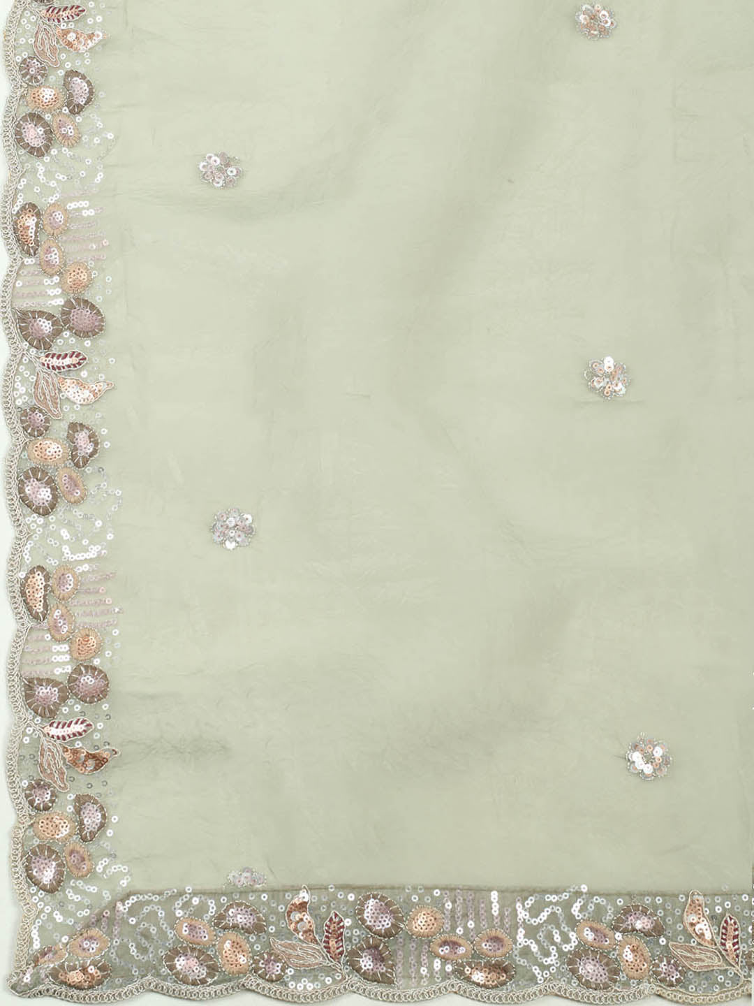 Embroidered Organza Unstitched Suit With Pant &amp; Dupatta