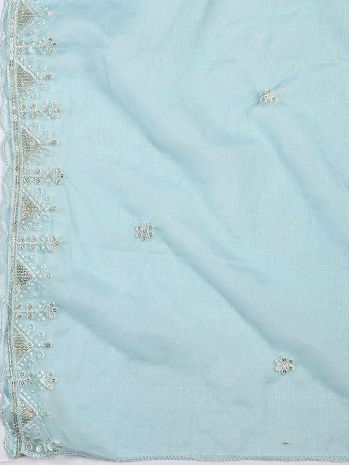 Neck Embroidered Chanderi Unstitched Suit With Dupatta