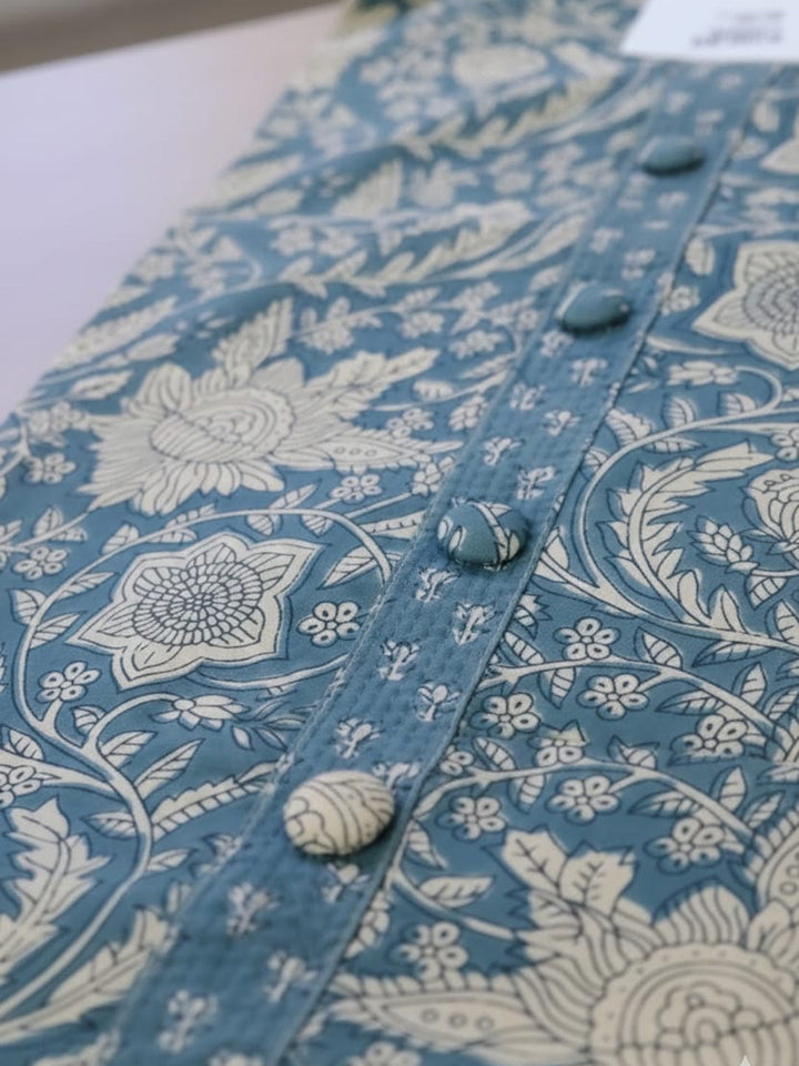 Printed Cotton Blend Unstitched Suit With Pant &amp; Dupatta