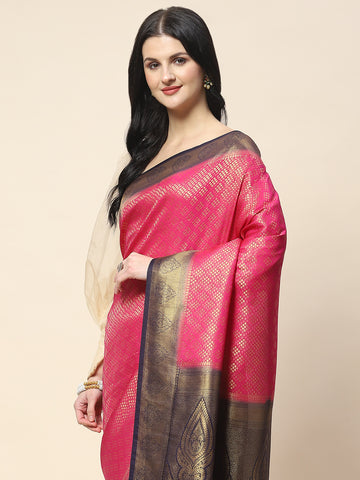 Zari Border Booti Woven Handloom Saree