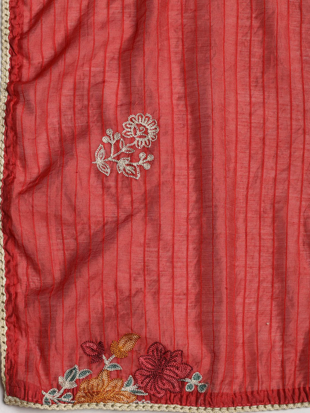 Embroidered Chanderi Unstitched Suit With Dupatta
