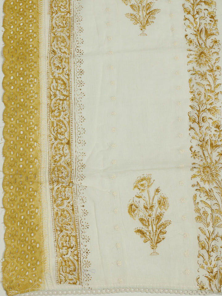 Printed Cotton Unstitched Suits Printed Suit With Pant &amp; Dupatta