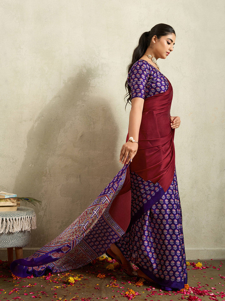 Printed Satin Saree