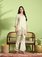Embroidered Chinon Kurta With Pant