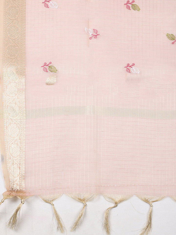 Embroidered Tissue Unstitched Suit With Pant &amp; Dupatta