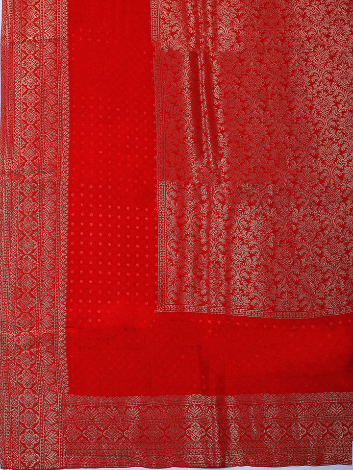 Woven Design Chanderi Unstitched Suit With Pant &amp; Dupatta