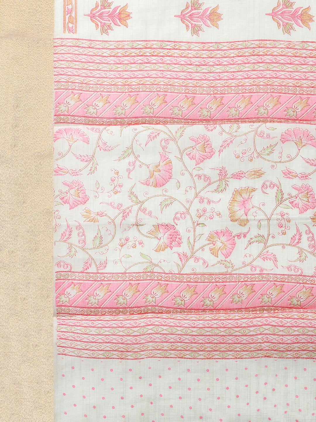 Printed, Chanderi Unstitched Suit With Pant &amp; Dupatta
