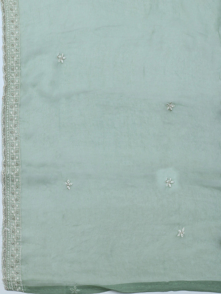 Embroidered Organza Unstitched Suit With Dupatta