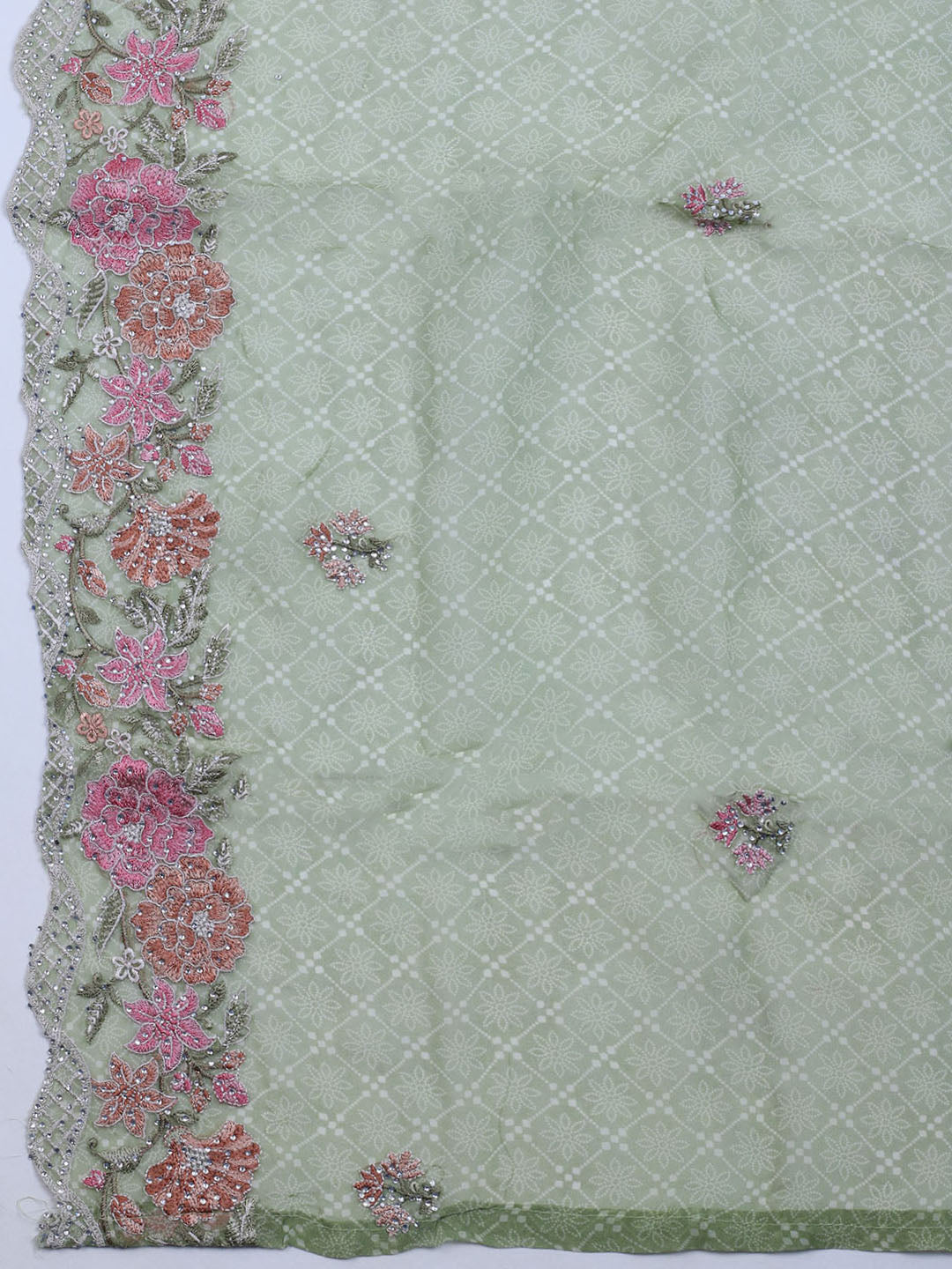 Embroidered Organza Unstitched Suit With Dupatta