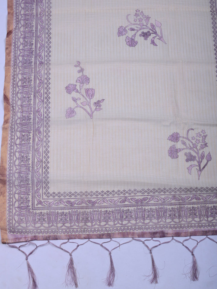 Embroidered Tissue Unstitched Suit With Pant &amp; Dupatta