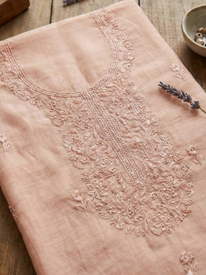 Embroidered Cotton Blend Unstitched Suit With Pant &amp; Dupatta