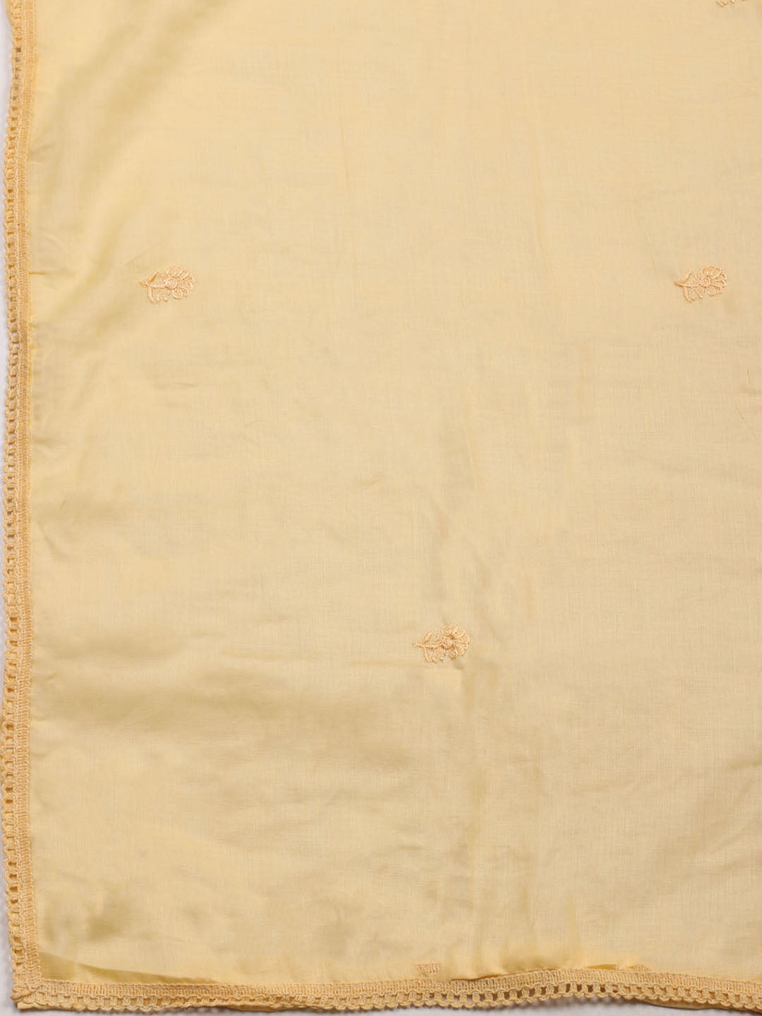 Embroidered Chanderi Unstitched Suit With Pant &amp; Dupatta