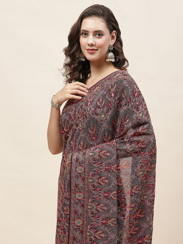Resham Jaal Embroidery Georgette Saree