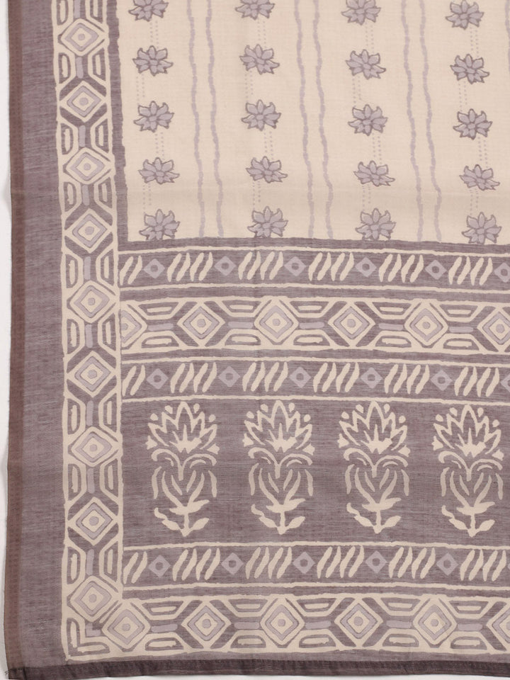 Embroidered Chanderi Unstitched Suit With Pant &amp; Dupatta