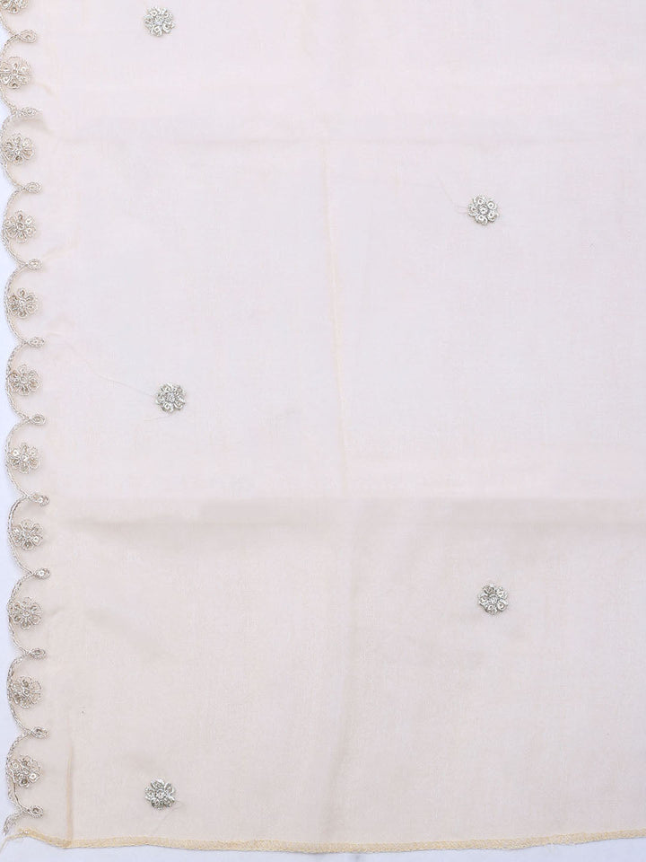 Neck Embroidered Organza Unstitched Suit With Dupatta