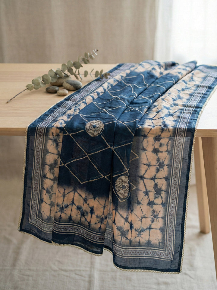 Embroidered Cotton Blend Unstitched Suit With Pant &amp; Dupatta