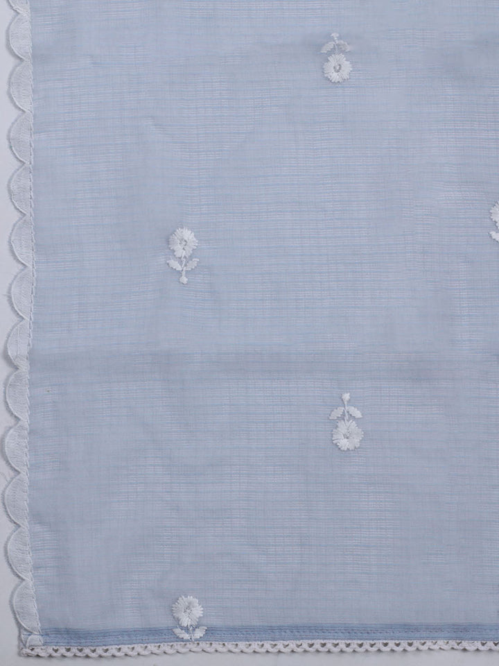 Neck Embroidered Cotton Blend Unstitched Suit With Dupatta