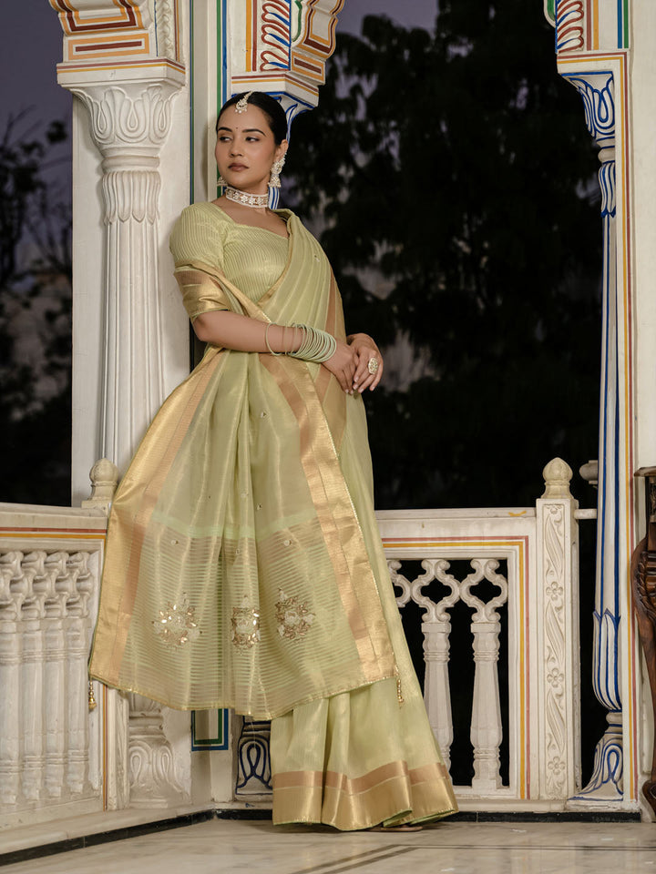 Embroidered Linen Blend Saree