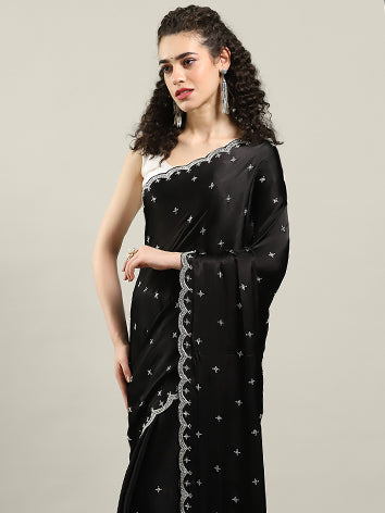 Hand Embroidery Chiffon Saree