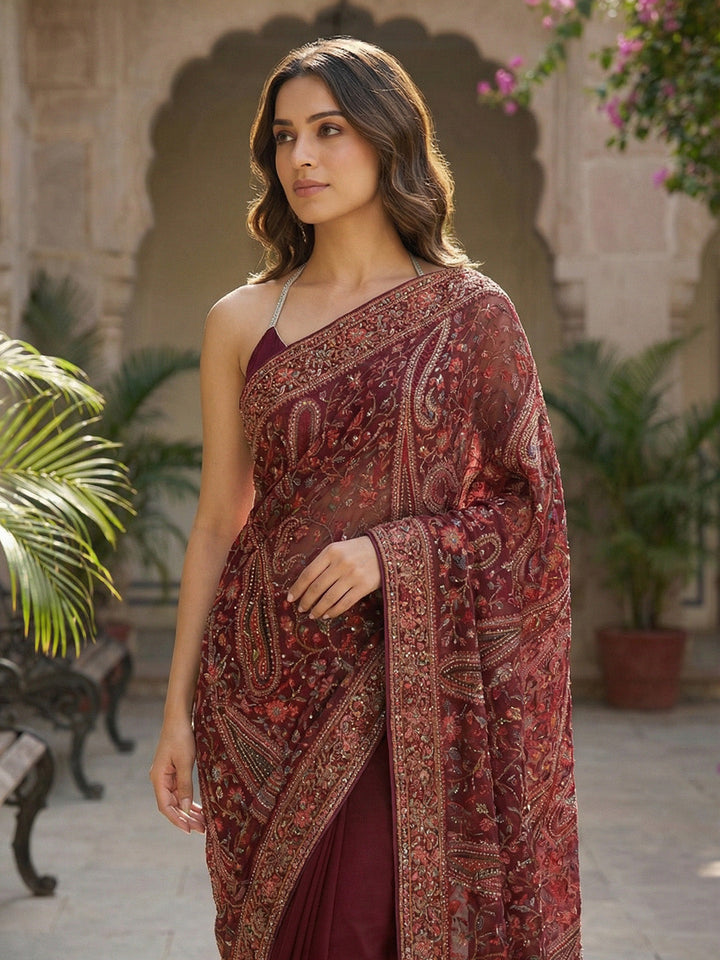 Embroidered Georgette Saree