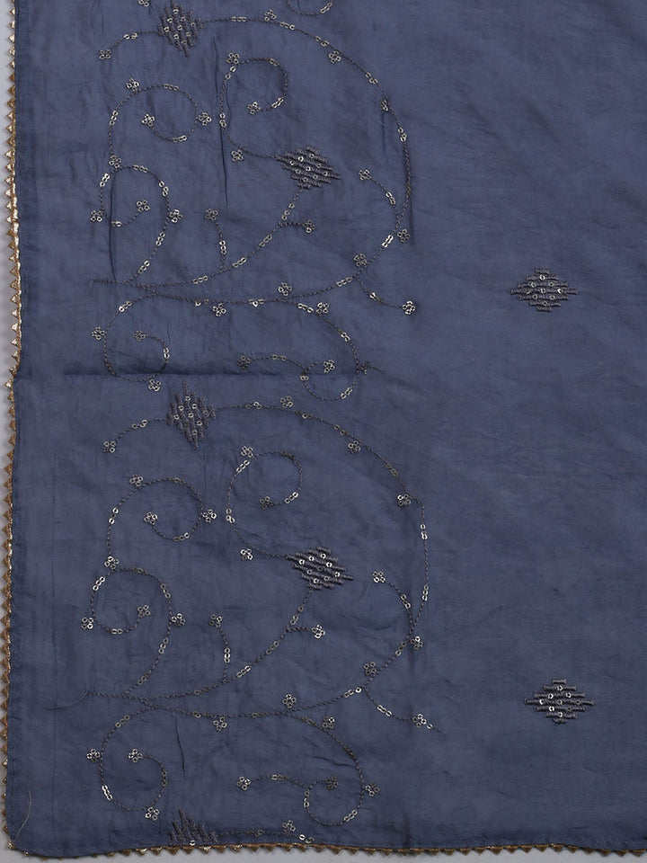 Printed Cotton Blend Unstitched Suit With Dupatta