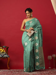 Woven Design Art Silk Aqua Green Saree