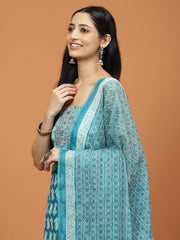 Printed Cotton Unstitched Suit Piece With Dupatta