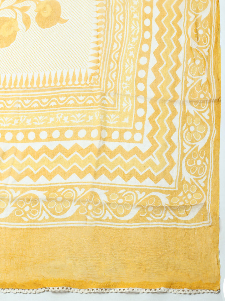 Embroidered Cotton Blend Unstitched Suit With Pant &amp; Dupatta