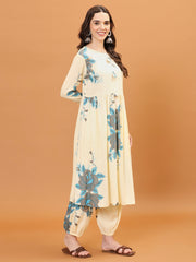 Printed Cotton Kurta With Pant & Dupatta