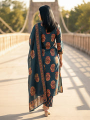 Printed Cotton Blend Kurta With Pant & Dupatta