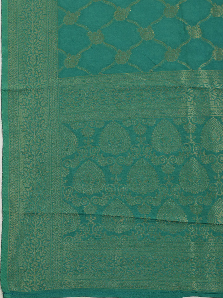 Embroidered Chanderi Unstitched Suit With Dupatta