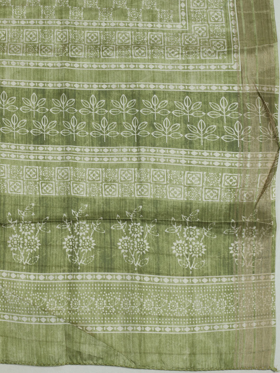 Embroidered Chanderi Unstitched Suit With Pant &amp; Dupatta