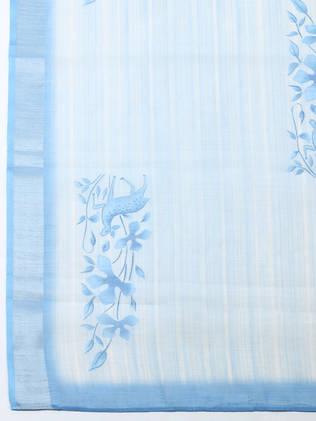 Printed Linen Blend Unstitched Suit With Pant &amp; Dupatta