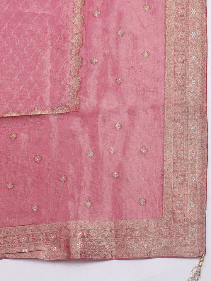 Woven Design Tissue Unstitched Suit With Dupatta