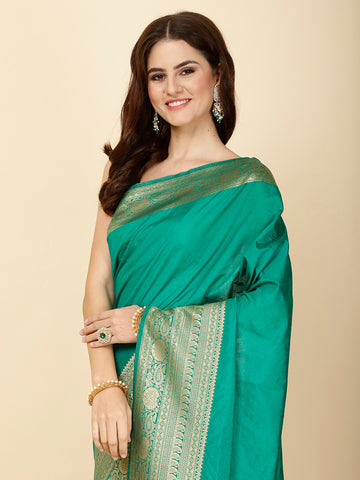 Plain Zari Border Woven Handloom Saree