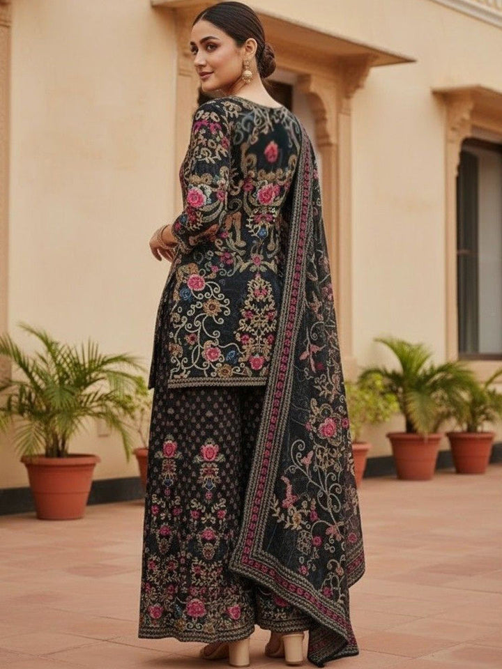 Printed Muslin Kurta With Sharara &amp; Dupatta