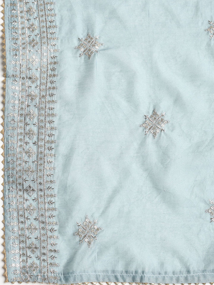 Sequence Work Chanderi Unstitched Suit With Dupatta