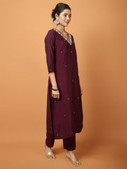 Plain Muslin Kurta With Pants & Dupatta